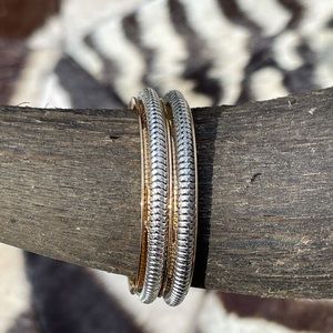 Silver and gold earrings